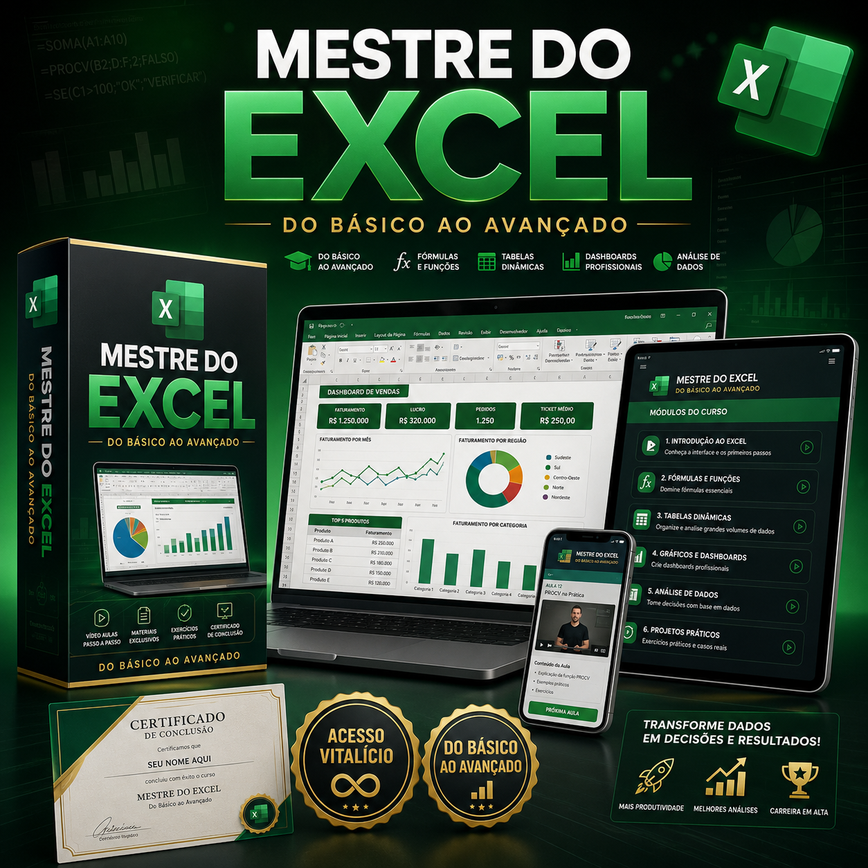 Curso Mestre do Excel em vários dispositivos